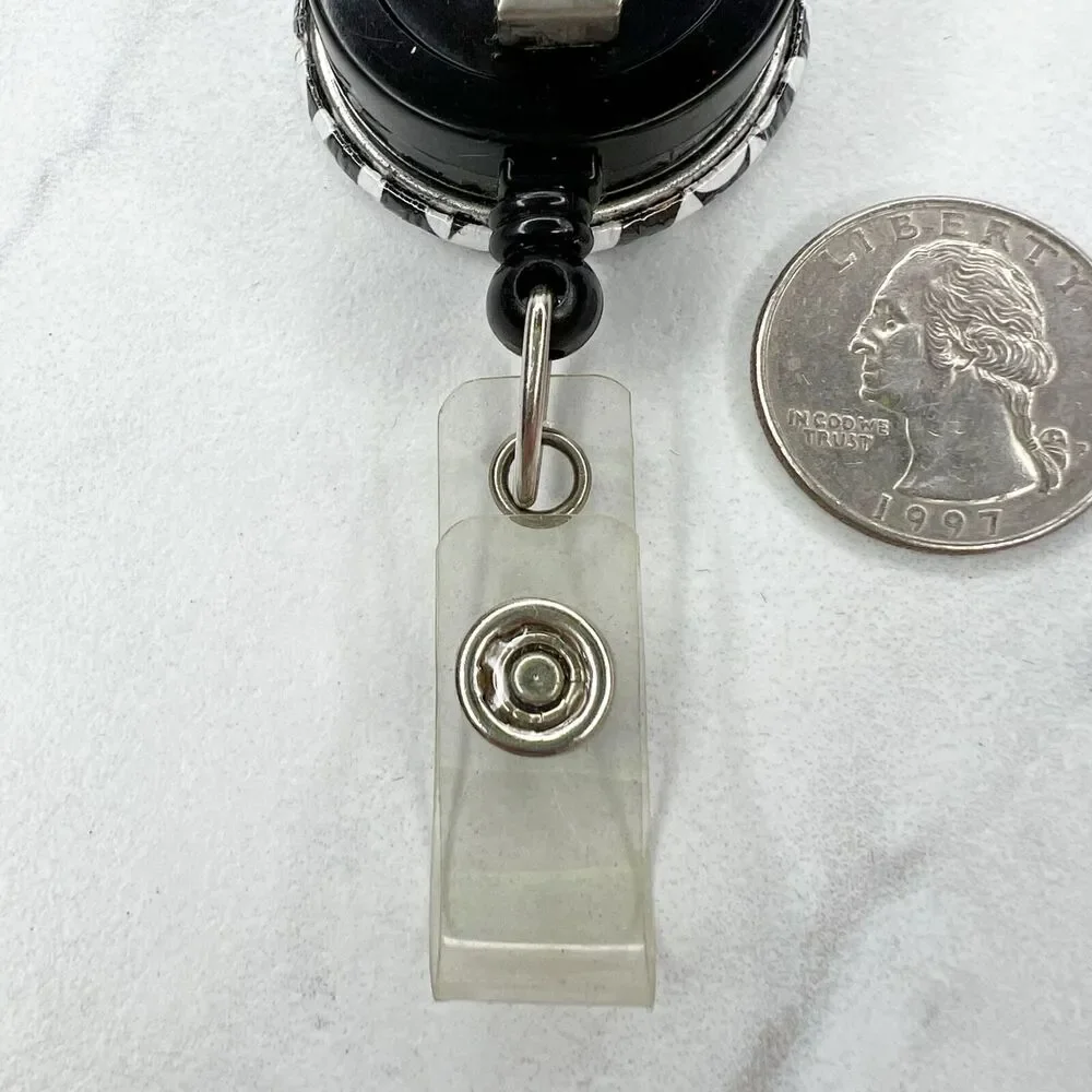 Black Yellow White LPN Nurse Clip On Retractable School Work Badge ID Holder